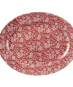 Churchill Vintage Prints Oval Dishes Cranberry Print 365mm (Pack of 6) (GF300)