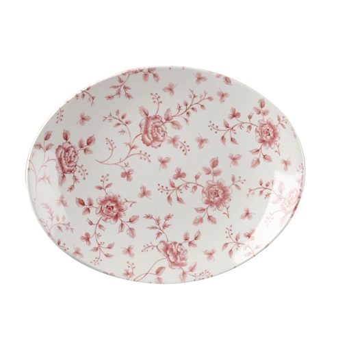 Churchill Vintage Prints Oval Plates Cranberry Rose Print 315mm (Pack of 6) (GF306)