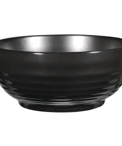Art de Cuisine Black Glaze Ripple Bowls Large (Pack of 4) (GF708)