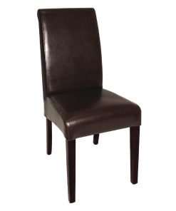 Bolero Curved Back Leather Chairs Dark Brown (Pack of 2) (GF956)
