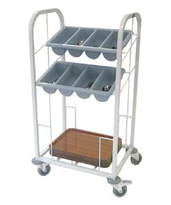 Craven Steel Two Tier Cutlery and Tray Dispense Trolley (GG139)