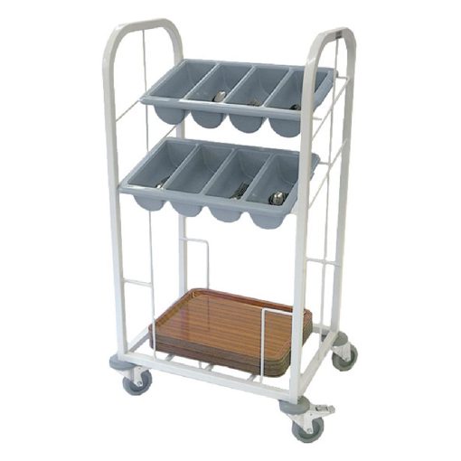 Craven Steel Two Tier Cutlery and Tray Dispense Trolley (GG139)