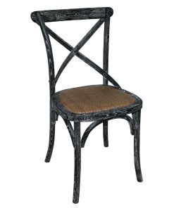 GG654 - Bolero Wooden Dining Chair with Cross Backrest Black Wash Finish (Box 2) (GG654)