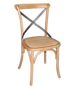 Bolero Natural Bentwood Chairs with Metal Cross Backrest (Pack of 2) (GG656)