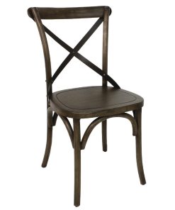 GG658 - Bolero Wooden Dining Chair with Metal Cross Backrest (Walnut Finish) (Pa (GG658)