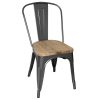 Bolero Bistro Side Chairs with Wooden Seat Pad Gun Metal (Pack of 4) (GG708)