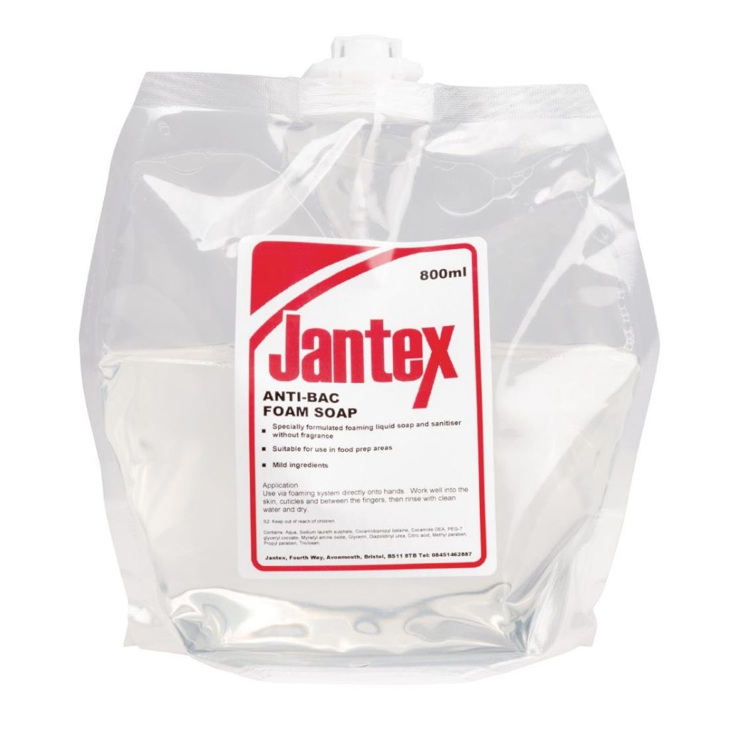 Jantex Unperfumed Antibacterial Foam Hand Soap 800ml Pack of 6 (GG948