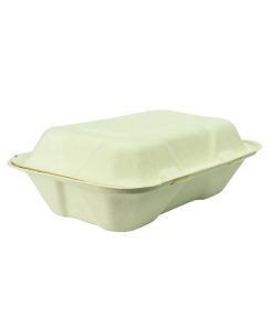 Vegware Compostable Bagasse Clamshell Hinged Meal Boxes 228mm (GH026)
