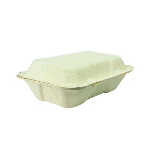 Vegware Compostable Bagasse Clamshell Hinged Meal Boxes 228mm (GH026)