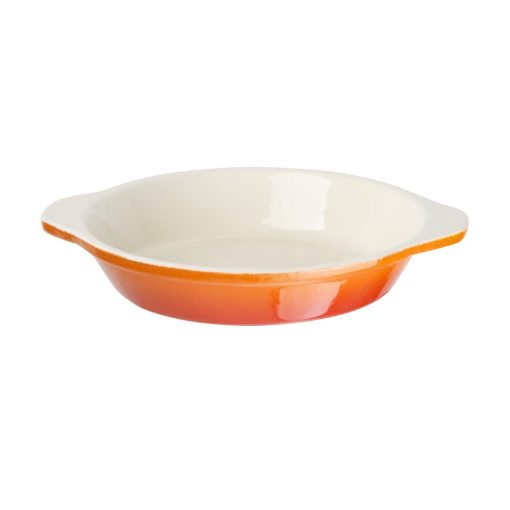 Vogue Orange Round Cast Iron Gratin Dish 400ml (GH316)