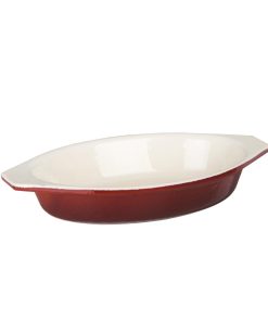 Vogue Red Oval Cast Iron Gratin Dish 650ml (GH317)
