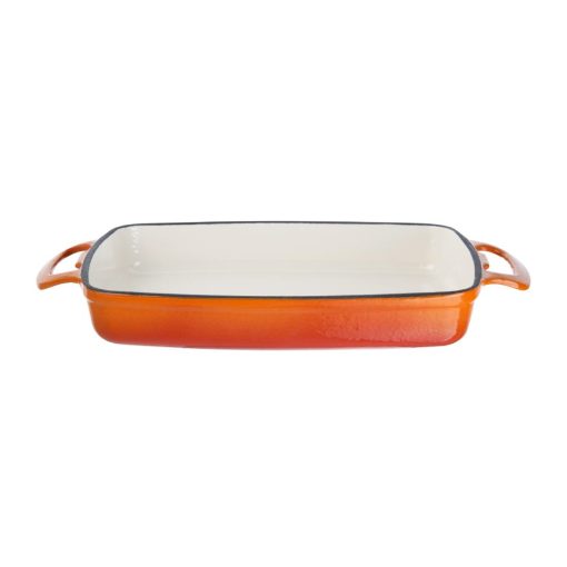 Vogue Orange Rectangular Cast Iron Dish 1.8Ltr (GH321)