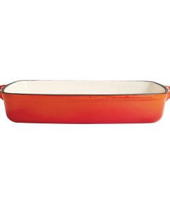 Vogue Orange Rectangular Cast Iron Dish 2.8Ltr (GH322)