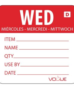 Vogue Dissolvable Day of the Week Labels Wednesday (Pack of 250) (GH353)