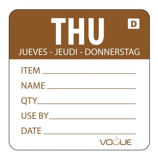 Vogue Dissolvable Day of the Week Labels Thursday (Pack of 250) (GH354)