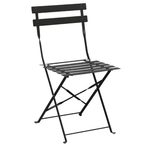 Bolero Black Pavement Style Steel Chairs (Pack of 2) (GH553)