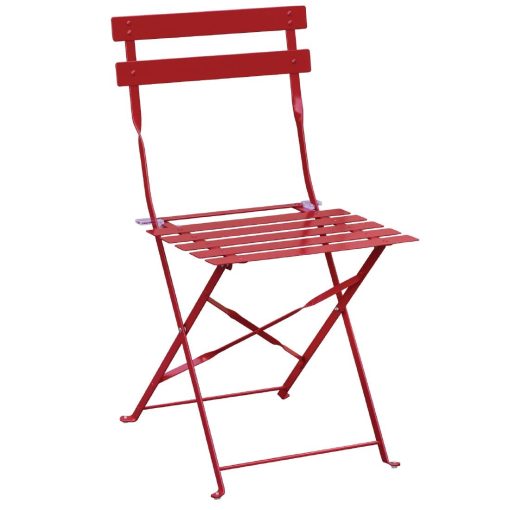 Bolero Red Pavement Style Steel Chairs (Pack of 2) (GH555)