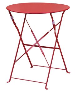 Bolero Pavement Style Round Steel Table Red 595mm (GH560)