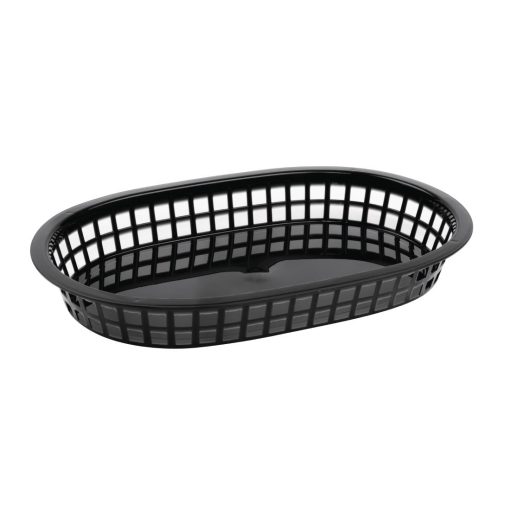 Oval Polypropylene Food Basket Black (Pack of 6) (GH969)
