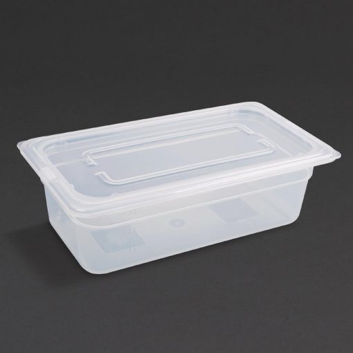 Vogue Polypropylene 1/3 Gastronorm Container with Lid 100mm (Pack of 4) (GJ519)