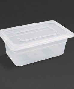 Vogue Polypropylene 1/4 Gastronorm Container with Lid 100mm (Pack of 4) (GJ523)