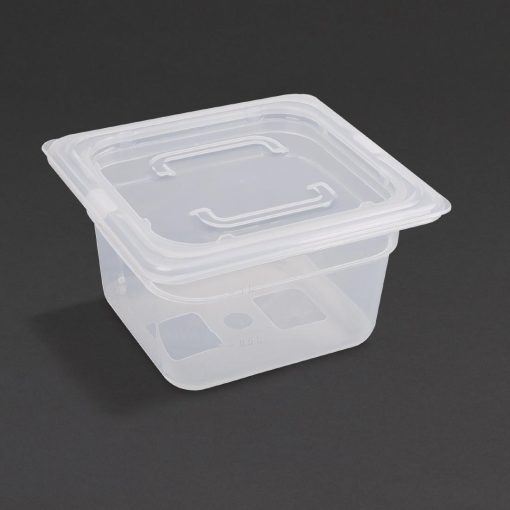 Vogue Polypropylene 1/6 Gastronorm Container with Lid 100mm (Pack of 4) (GJ526)