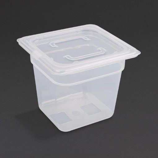 Vogue Polypropylene 1/6 Gastronorm Container with Lid 150mm (Pack of 4) (GJ527)
