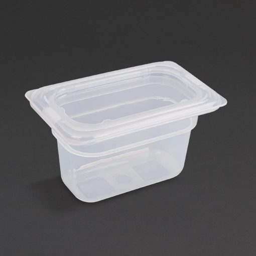Vogue Polypropylene 1/9 Gastronorm Container with Lid 100mm (Pack of 4) (GJ529)