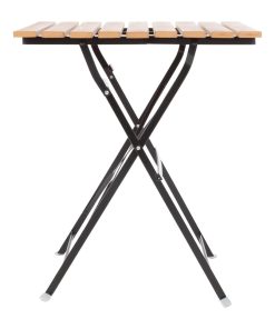 Bolero Square Faux Wood Bistro Folding Table 600mm (Single) (GJ765)