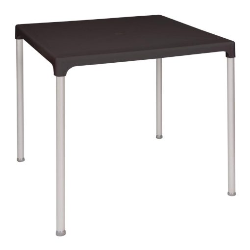 Bolero Black Square Table with Aluminium Legs 750mm (GJ970)