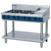 Blue Seal Evolution Cooktop 6 Open/1 Griddle Burner Natural Gas on Stand 1200mm G518C-LS/N (GK192-N)