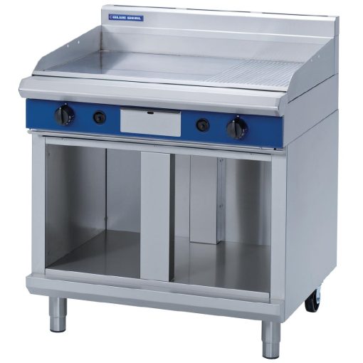 Blue Seal Evolution Chrome 1/3 Ribbed Griddle with Cabinet Base Nat Gas 900mm GP516-CB/N (GK432-N)