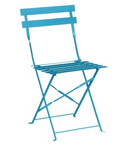 Bolero Pavement Style Steel Chairs Seaside Blue (Pack of 2) (GK982)