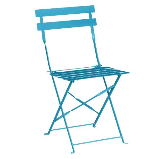 Bolero Pavement Style Steel Chairs Seaside Blue (Pack of 2) (GK982)