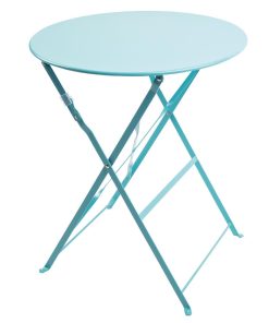 Bolero Round Pavement Style Steel Table Seaside Blue 595mm (GK983)