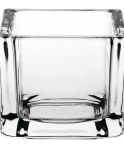 Olympia Glass Tealight Holder Square Clear (Pack of 6) (GM224)