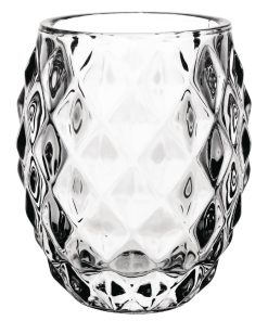 Olympia Glass Diamond Tealight Holder Clear 75mm (Pack of 6) (GM227)