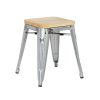 Bolero Bistro Low Stools with Wooden Seat Pad Galvanised Steel (Pack of 4) (GM634)