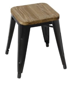 Bolero Bistro Low Stools with Wooden Seat Pad Black (Pack of 4) (GM635)