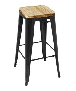 Bolero Bistro High Stools with Wooden Seat Pad Black (Pack of 4) (GM640)