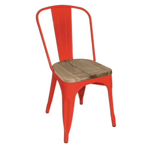 Bolero Bistro Side Chairs with Wooden Seat Pad Red (Pack of 4) (GM643)