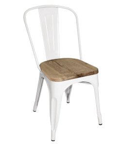 Bolero Bistro Side Chairs with Wooden Seat Pad White (Pack of 4) (GM644)