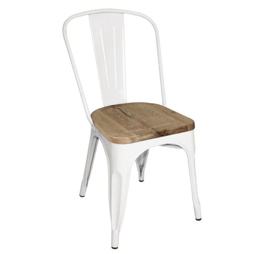 Bolero Bistro Side Chairs with Wooden Seat Pad White (Pack of 4) (GM644)