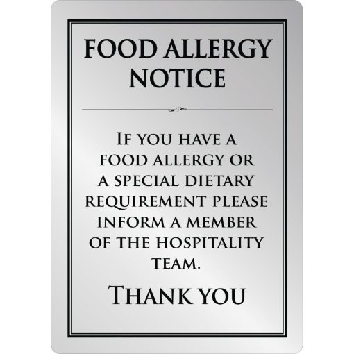 Brushed Steel Food allergy sign A4 (GM816)