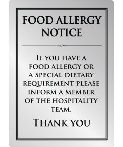Brushed Steel Food allergy sign A5 (GM817)