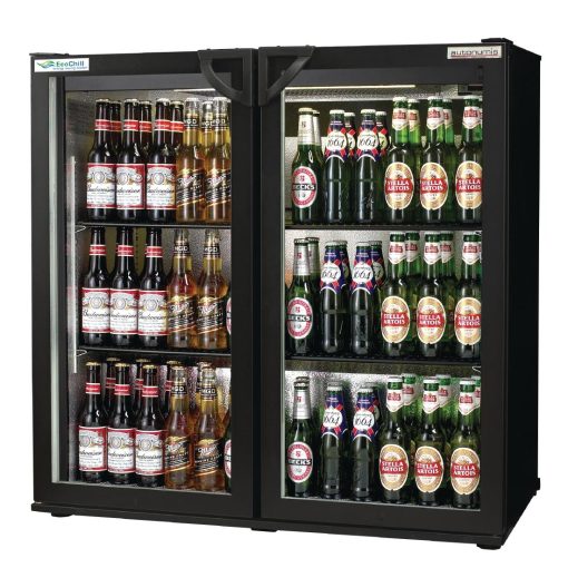 Autonumis EcoChill Double Hinged Door Maxi Back Bar Cooler, Black A21096 (GN378)