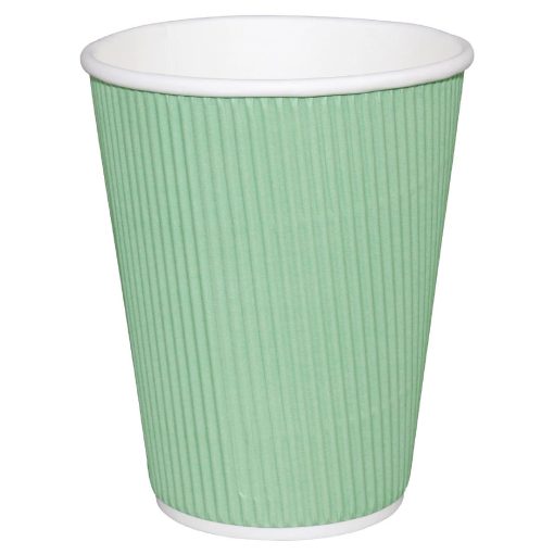 Fiesta Disposable Coffee Cups Ripple Wall Turquoise 340ml / 12oz (Pack of 500) (GP422)