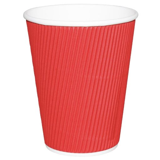 Fiesta Ripple Wall Takeaway Coffee Cups Red 225ml / 8oz (Pack of 25) (GP424)