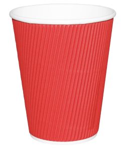 Fiesta Ripple Wall Takeaway Coffee Cups Red 340ml / 12oz (Pack of 25) (GP425)