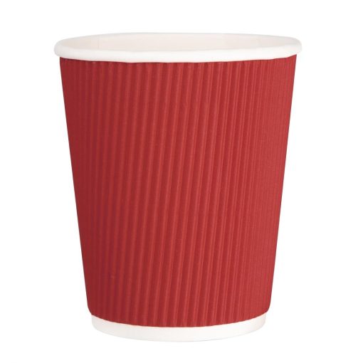 Fiesta Ripple Wall Takeaway Coffee Cups Red 225ml / 8oz (Pack of 500) (GP427)